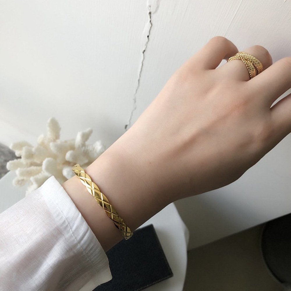 Gold Band Bangle, Gold Bangle, Minimalist Style,